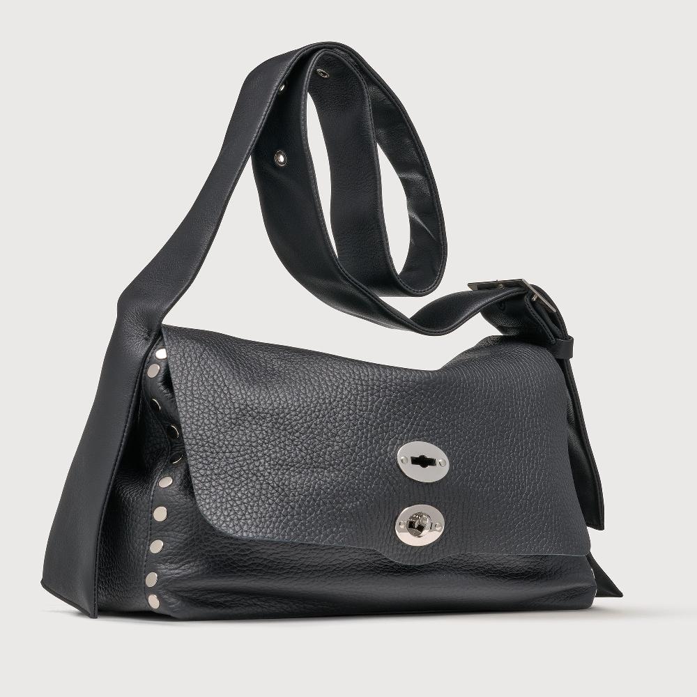 Zanellato BORSA POSTINA® MEDIUM IN PELLE MARTELLATA BLACK NERO | Zanellato