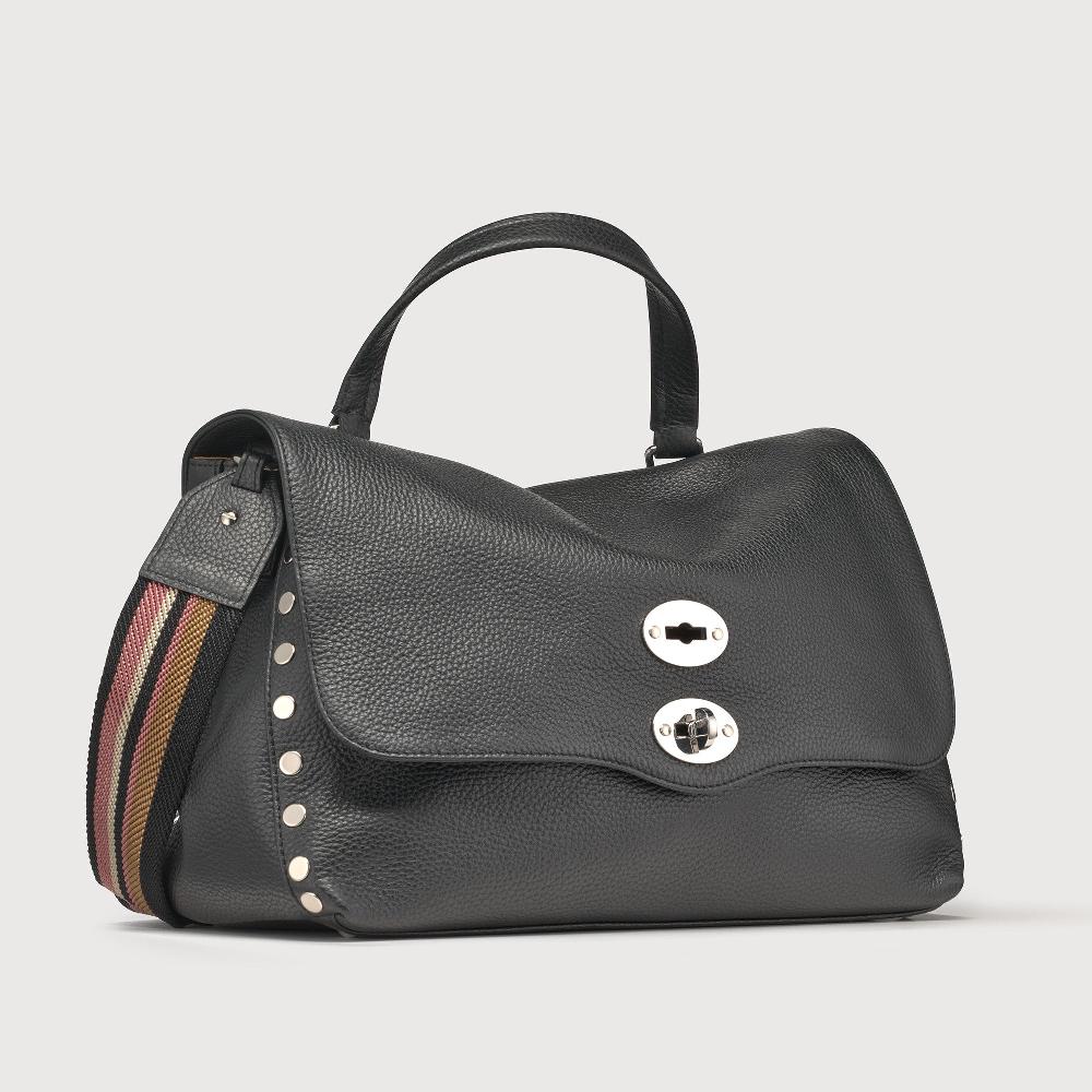 Zanellato BORSA POSTINA® MEDIUM IN PELLE MARTELLATA BLACK NERO | Zanellato