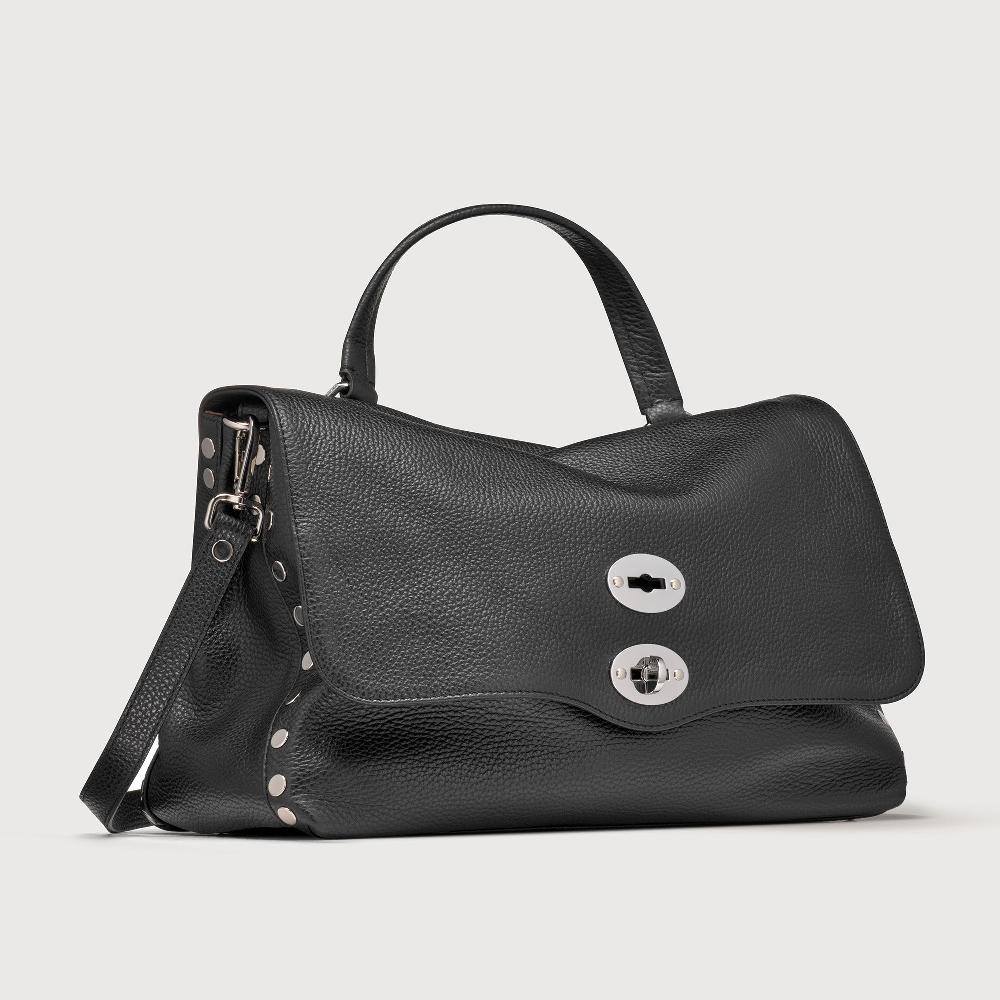 Zanellato BORSA POSTINA® MEDIUM IN PELLE MARTELLATA BLACK NERO | Zanellato