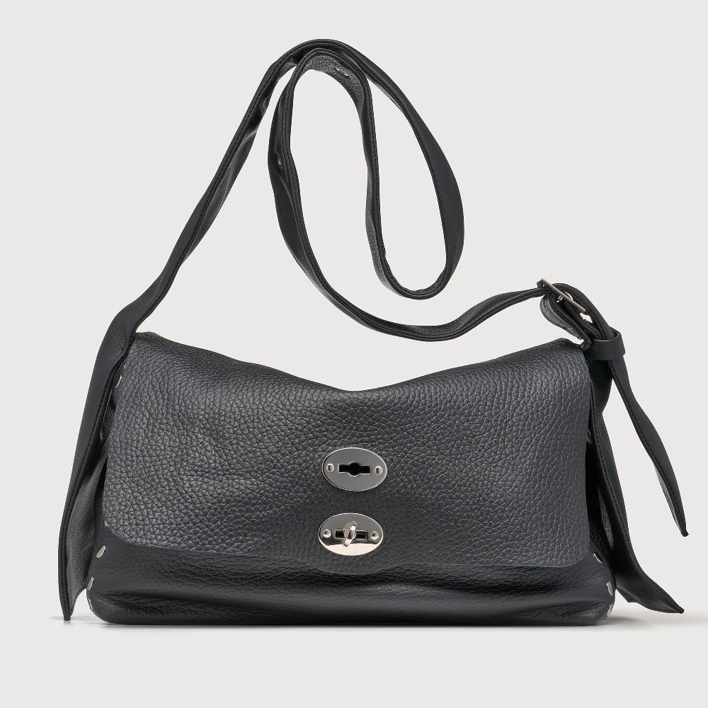 Zanellato BORSA POSTINA® MEDIUM IN PELLE MARTELLATA BLACK NERO | Zanellato