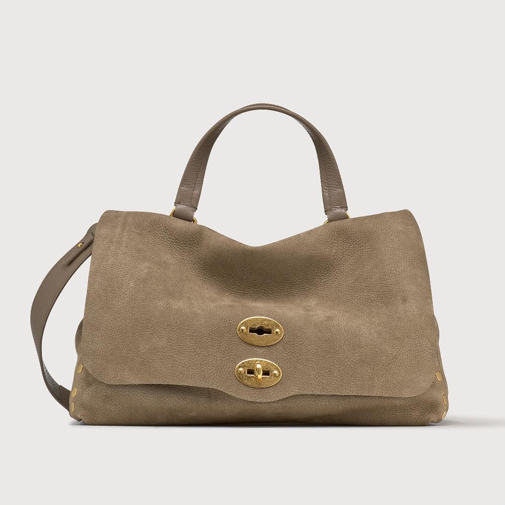 Zanellato BORSA POSTINA® MEDIUM IN PELLE NABUK GREY VOLTOLINA | Zanellato