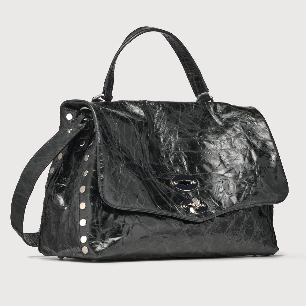 Zanellato BORSA POSTINA® MEDIUM IN PELLE SPAZZOLATA BLACK NERO | Zanellato