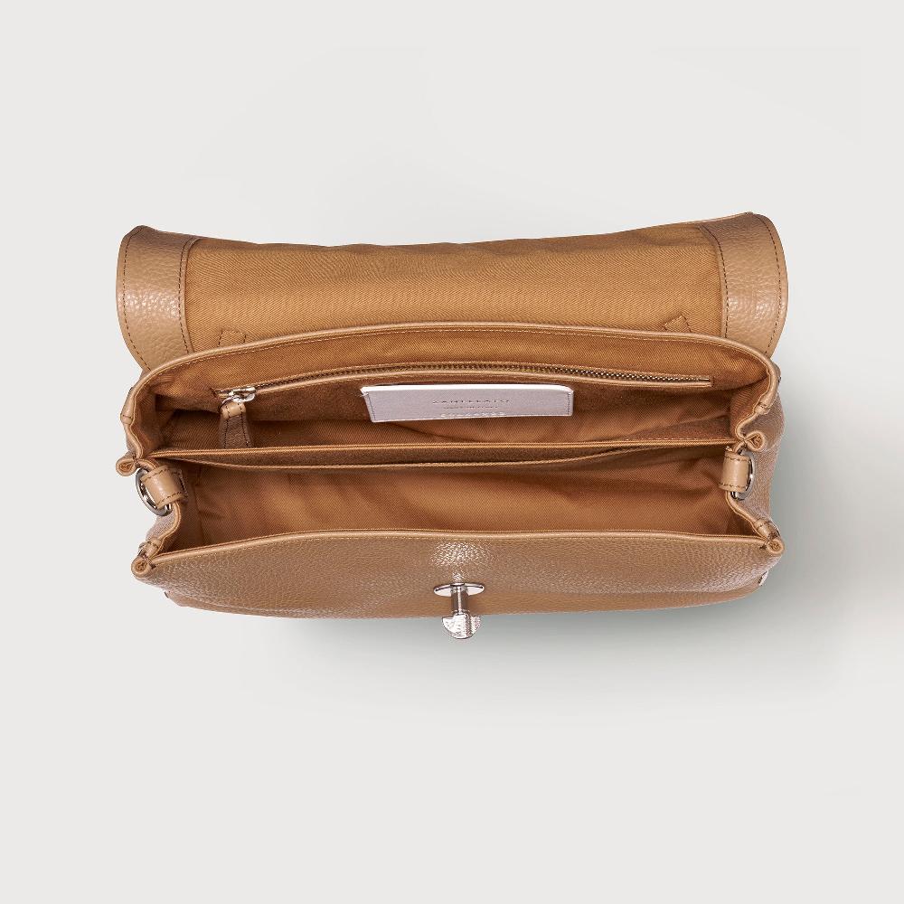 Zanellato BORSA POSTINA® SMALL IN PELLE MARTELLATA BROWN CAPPUCCINO | Zanellato