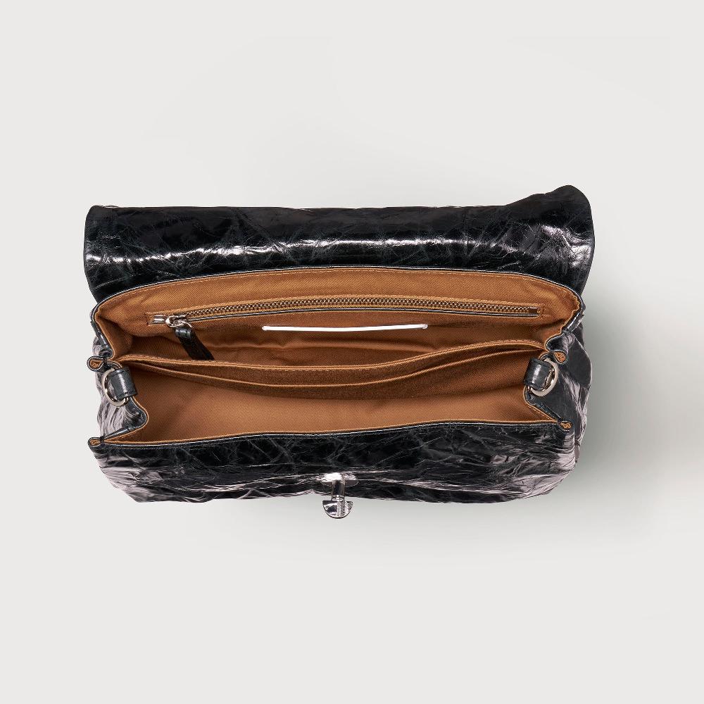 Zanellato BORSA POSTINA® SMALL IN PELLE SPAZZOLATA BLACK NERO | Zanellato