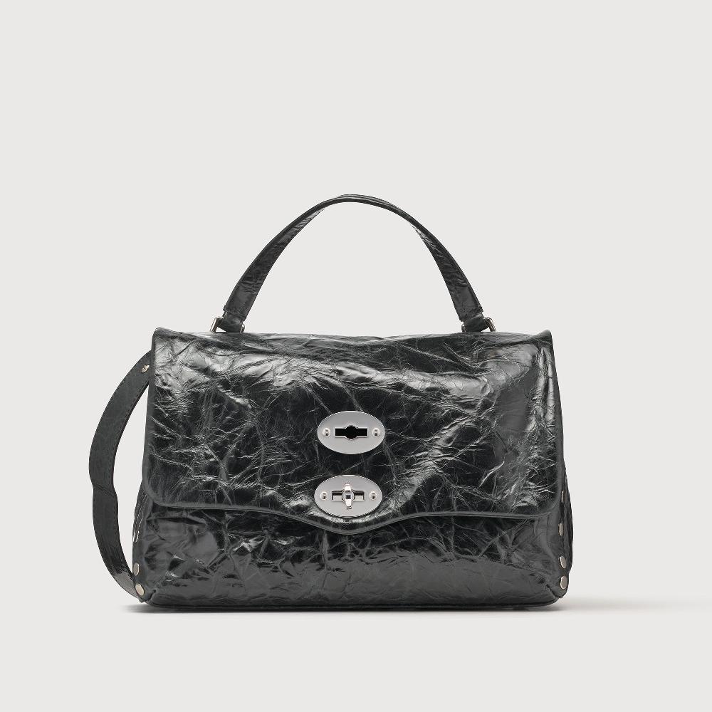 Zanellato BORSA POSTINA® SMALL IN PELLE SPAZZOLATA BLACK NERO | Zanellato