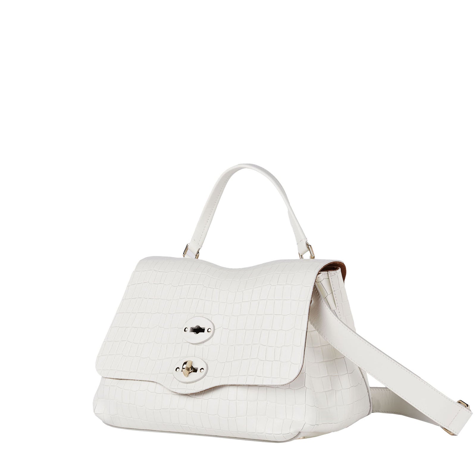 Zanellato BORSA POSTINA® SMALL IN PELLE STAMPATA WHITE LINO 21 | Zanellato