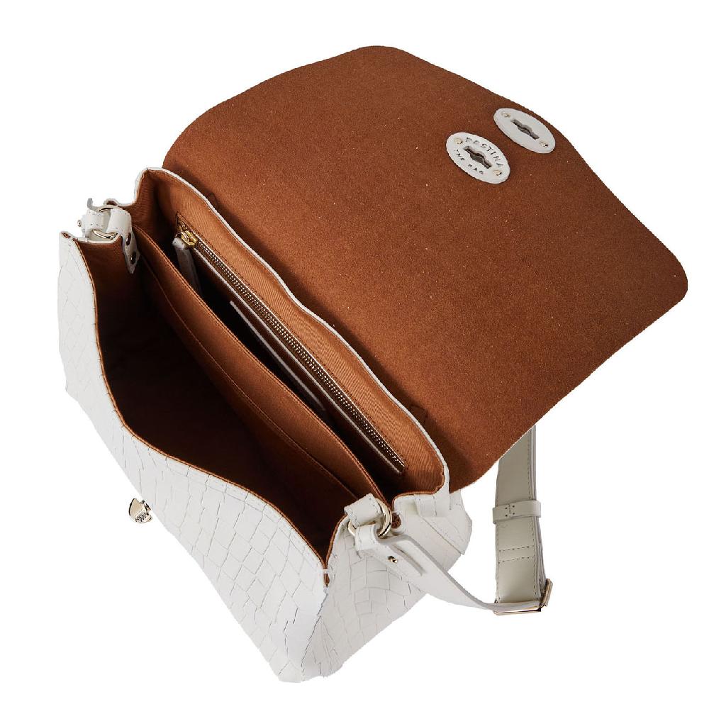Zanellato BORSA POSTINA® SMALL IN PELLE STAMPATA WHITE LINO 21 | Zanellato