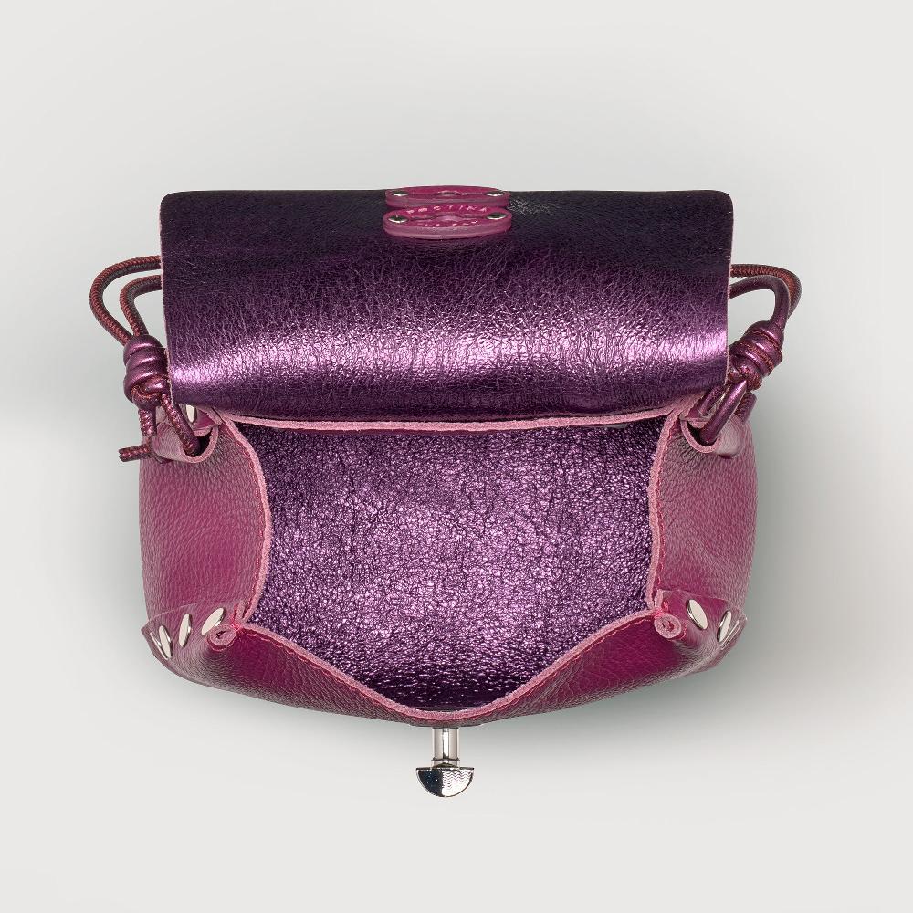 Zanellato BORSA POSTINA® SUPER BABY IN PELLE LAMINATA PURPLE BONARDA | Zanellato