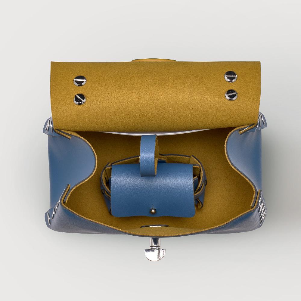 Zanellato BORSA POSTINA® SUPER BABY IN PELLE RIGENERATA BLUE MING | Zanellato