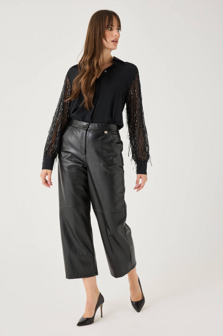 Zanetti 1965 Camicia Con Maniche Trasparenti E Applicazioni