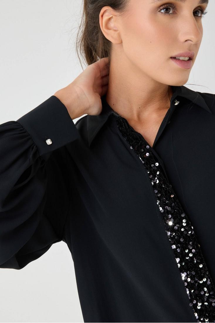 Zanetti 1965 Camicia Con Paillettes In Crepe De Chine