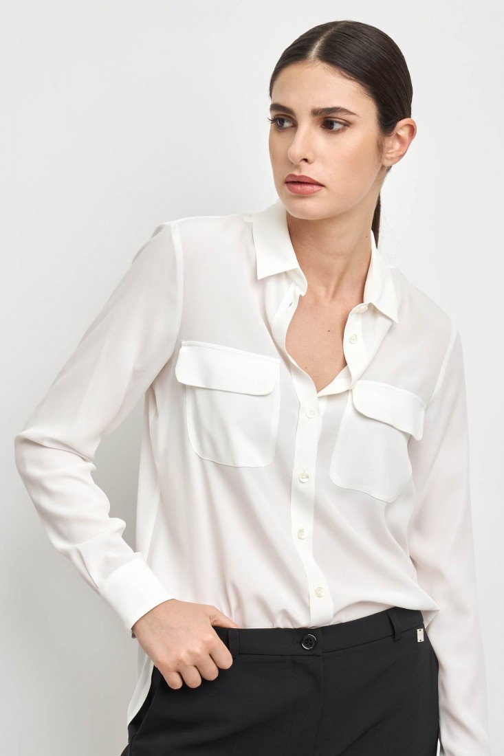 Zanetti 1965 Camicia In Misto Seta Con Tasche Frontali CLOE