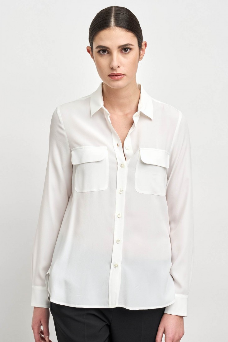 Zanetti 1965 Camicia in misto seta con tasche frontali CLOE