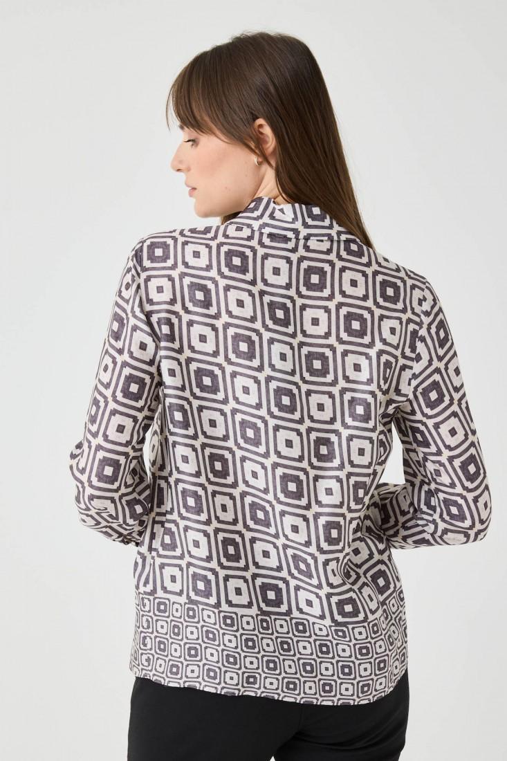 Zanetti 1965 Camicia In Viscosa Con Stampa Geometrica