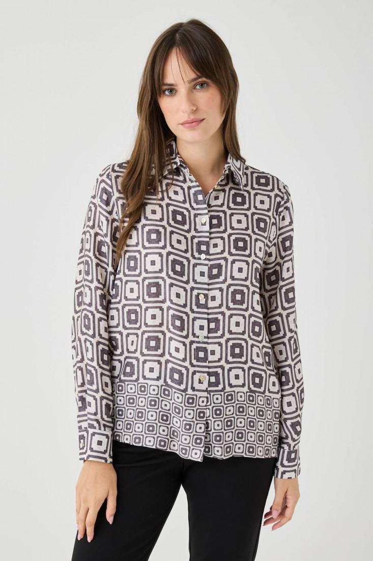 Zanetti 1965 Camicia in viscosa con stampa geometrica