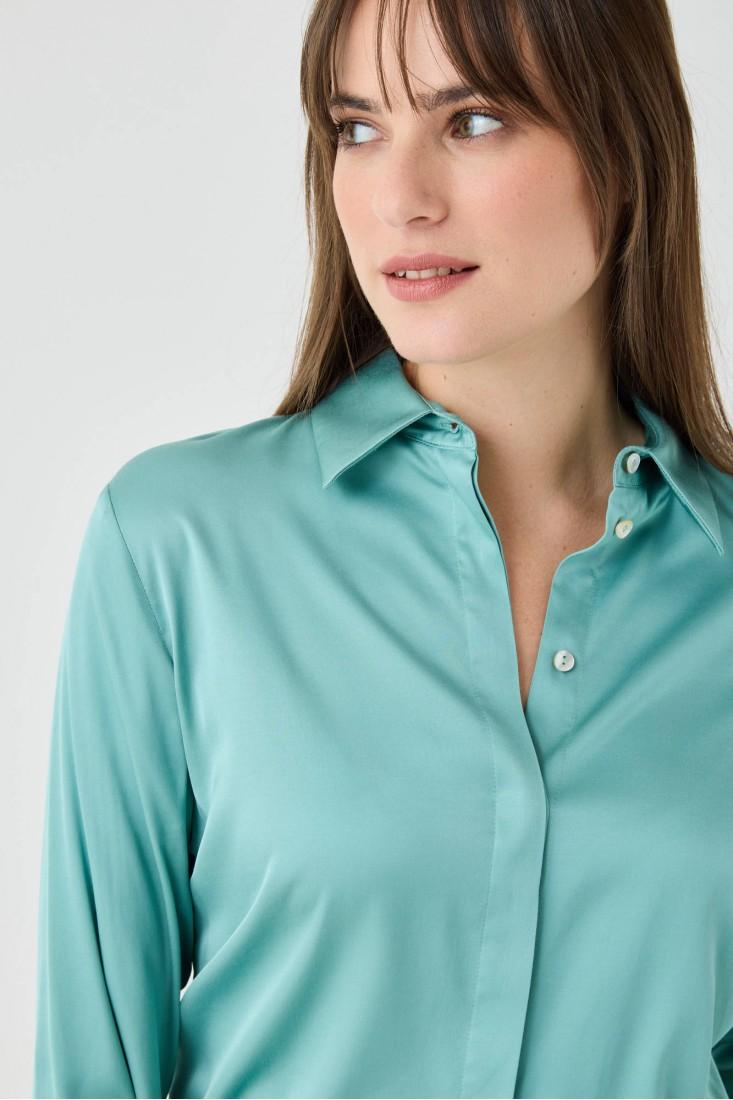 Zanetti 1965 Camicia In Viscosa Stretch Tinta Unita