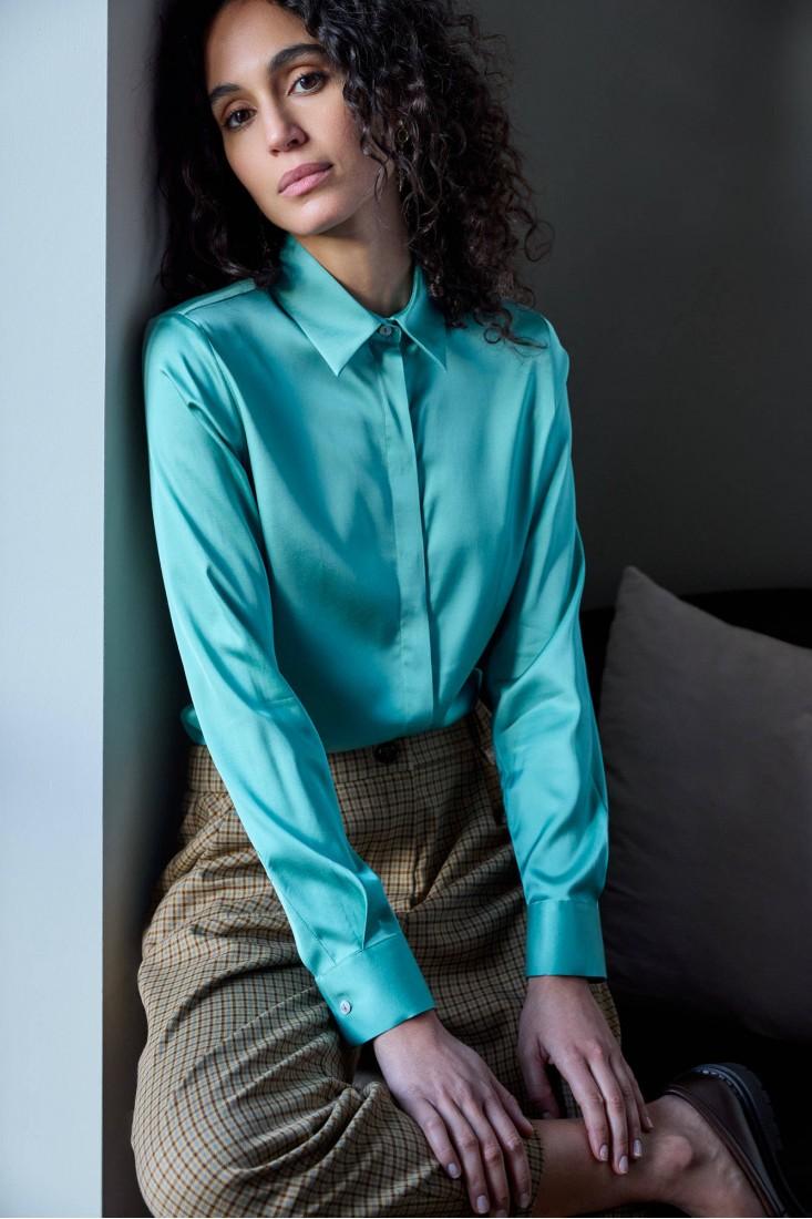 Zanetti 1965 Camicia In Viscosa Stretch Tinta Unita