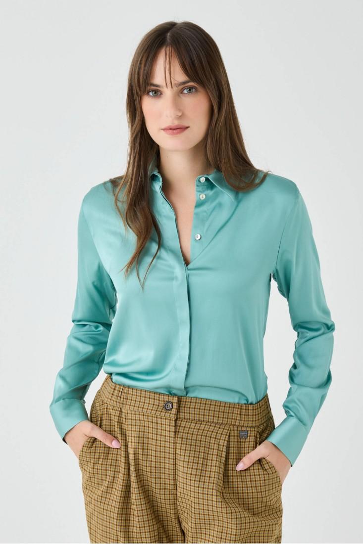 Zanetti 1965 Camicia in viscosa stretch tinta unita