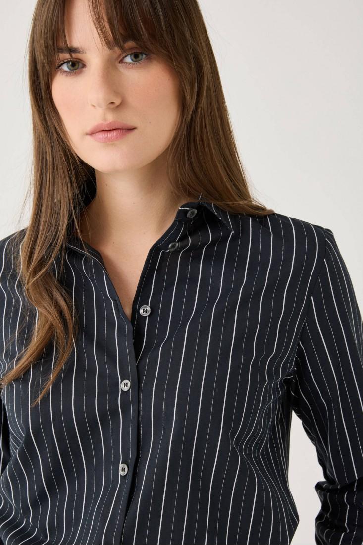 Zanetti 1965 Camicia Manica Lunga Con Righe Argento