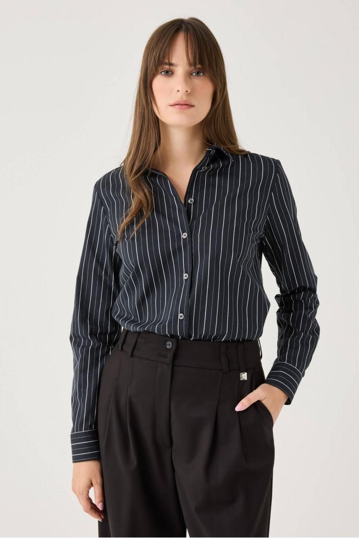 Zanetti 1965 Camicia manica lunga con righe argento