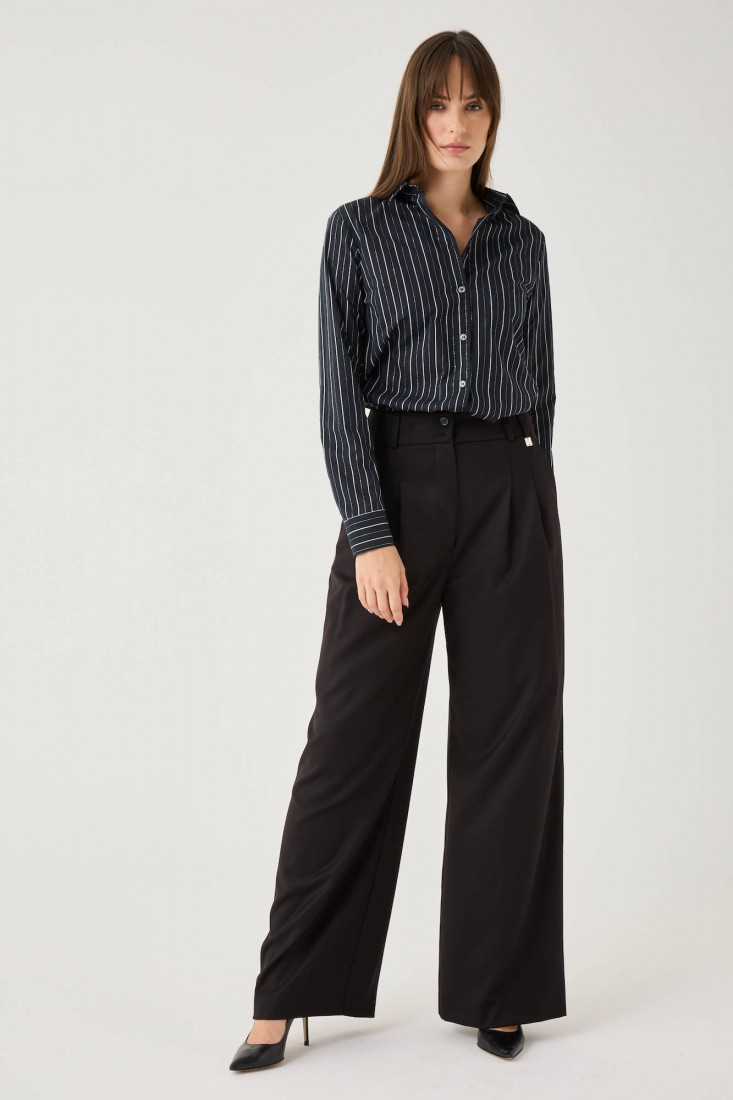 Zanetti 1965 Pantalone Ampio In Caldo Misto Viscosa Stretch