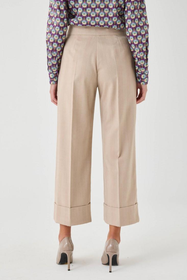 Zanetti 1965 Pantaloni Palazzo Cropped Con Risvolto