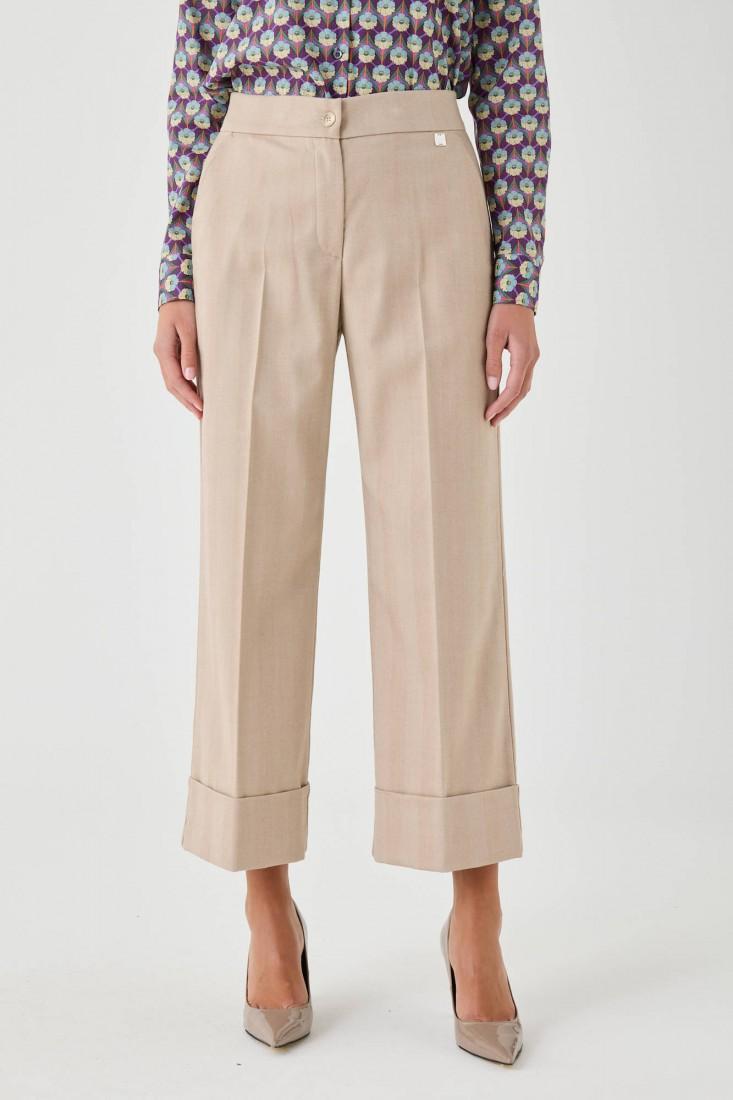 Zanetti 1965 Pantaloni palazzo cropped con risvolto