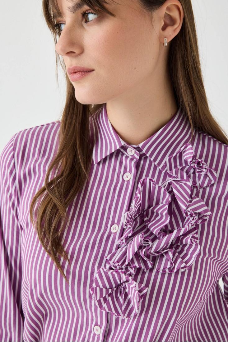 Zanetti 1965 Camicia A Righe Con Dettaglio A Fiori