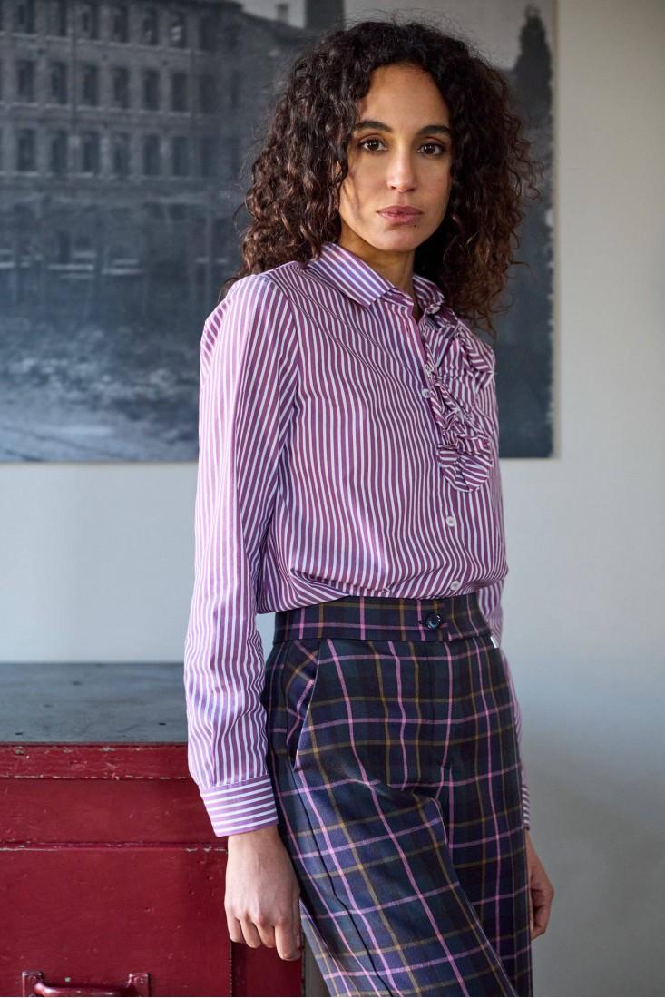 Zanetti 1965 Camicia A Righe Con Dettaglio A Fiori