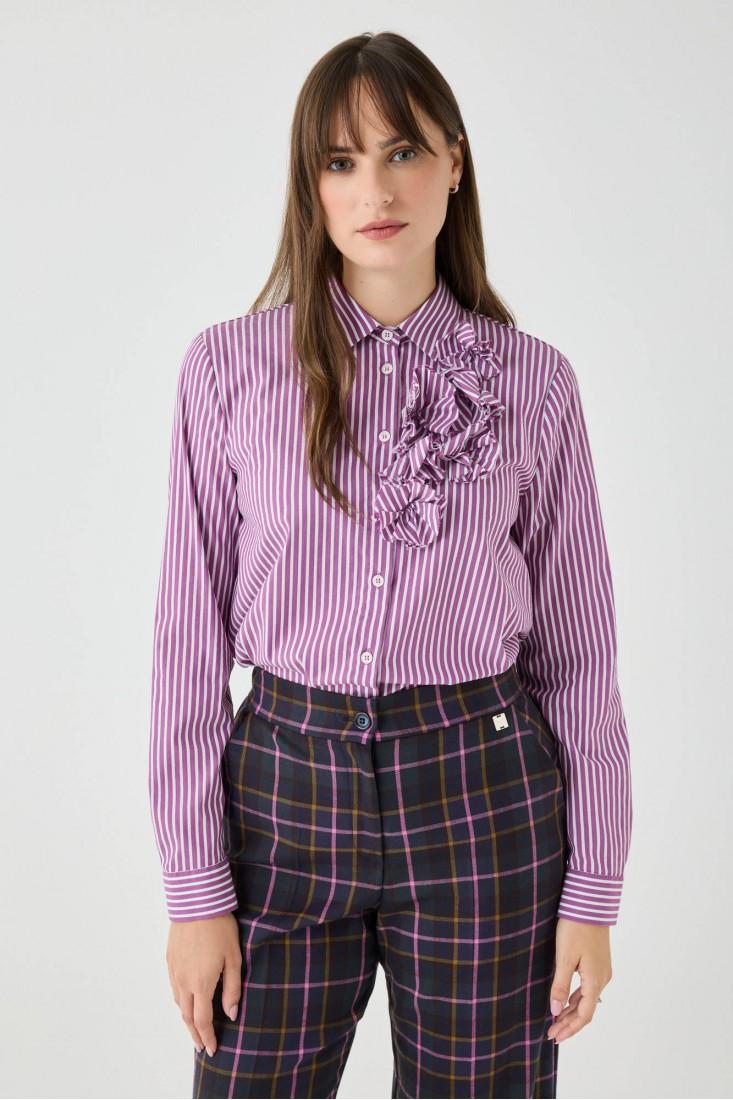 Zanetti 1965 Camicia a righe con dettaglio a fiori