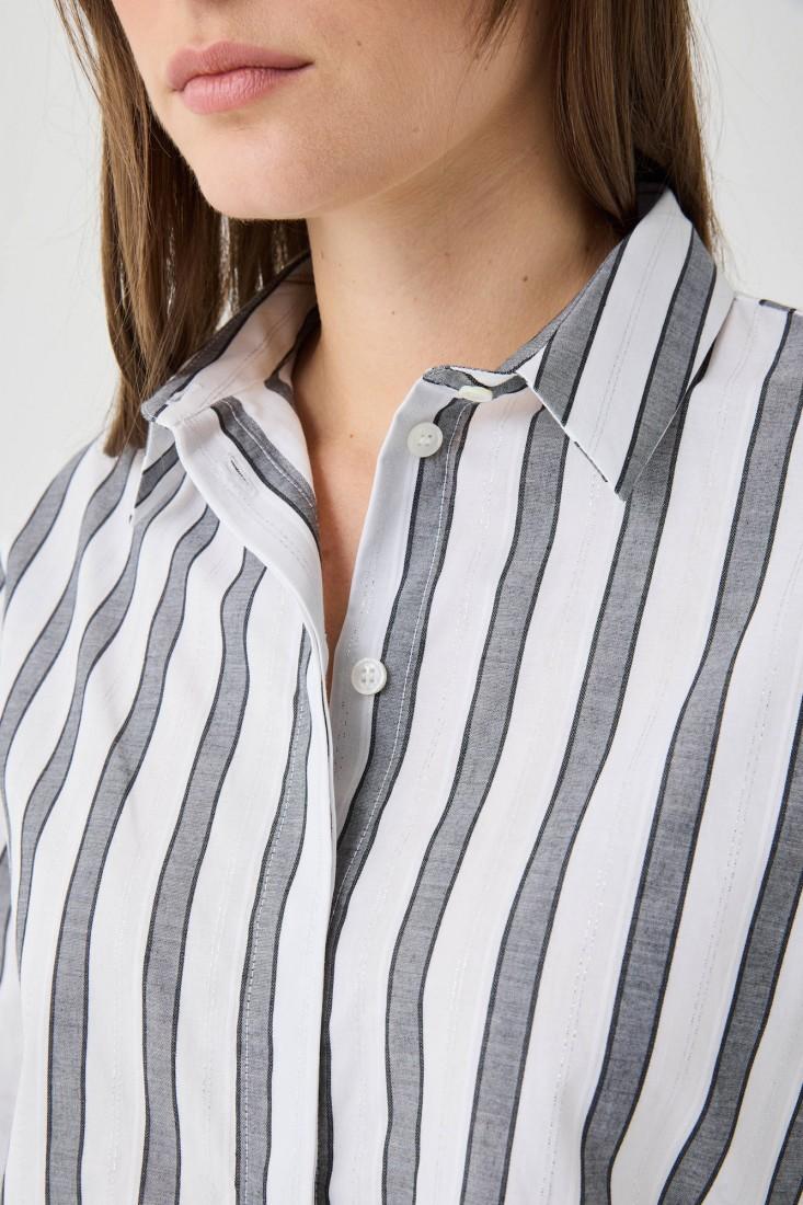 Zanetti 1965 Camicia A Righe Con Inserti Lurex