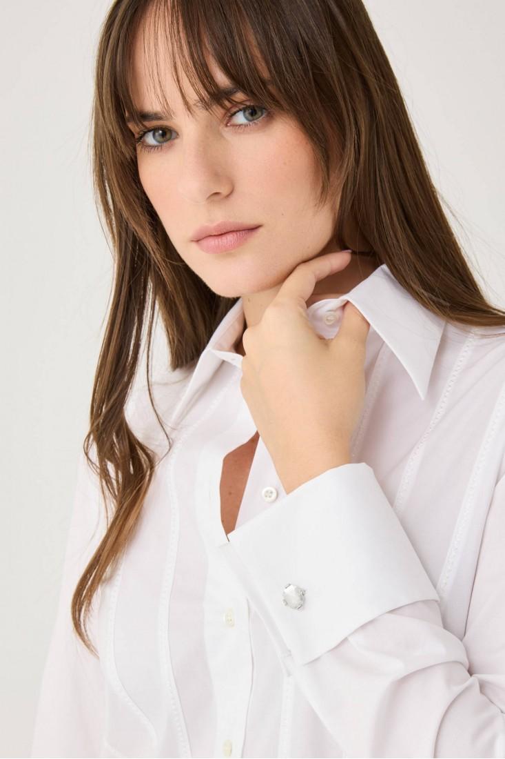 Zanetti 1965 Camicia Con Ricami Verticali