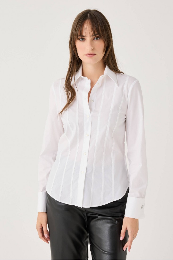 Zanetti 1965 Camicia con ricami verticali