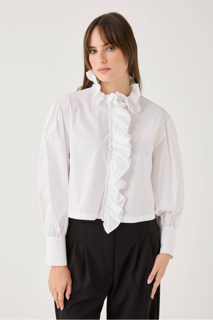 Zanetti 1965 Camicia cropped con volant