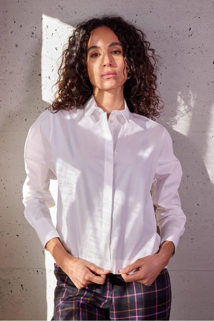 Zanetti 1965 Camicia Cropped In Cotone Stretch