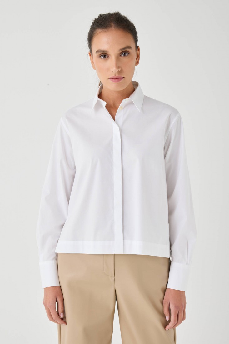 Zanetti 1965 Camicia cropped in cotone stretch