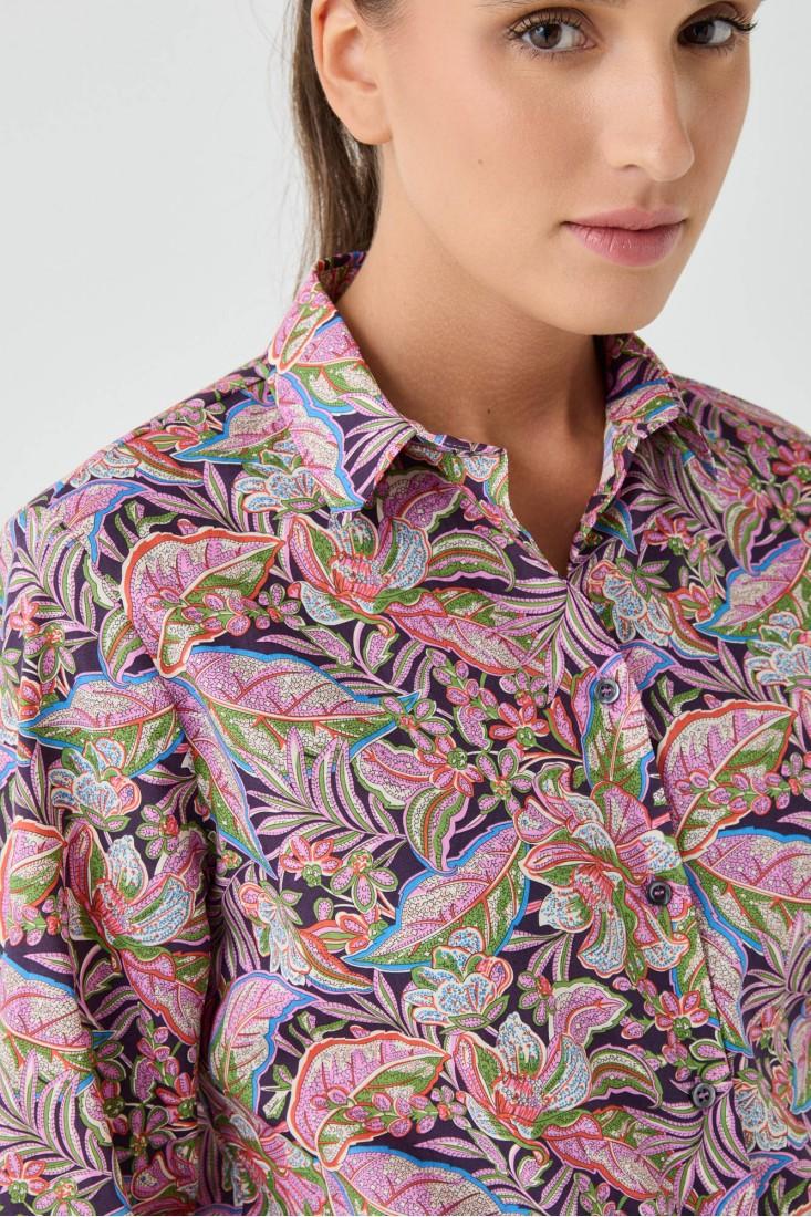 Zanetti 1965 Camicia In Cotone Liberty Floreale