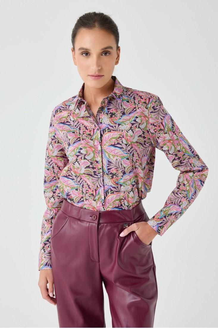 Zanetti 1965 Camicia in cotone Liberty floreale