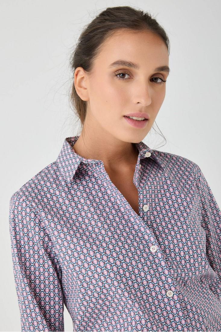 Zanetti 1965 Camicia In Cotone Stretch Geometrico