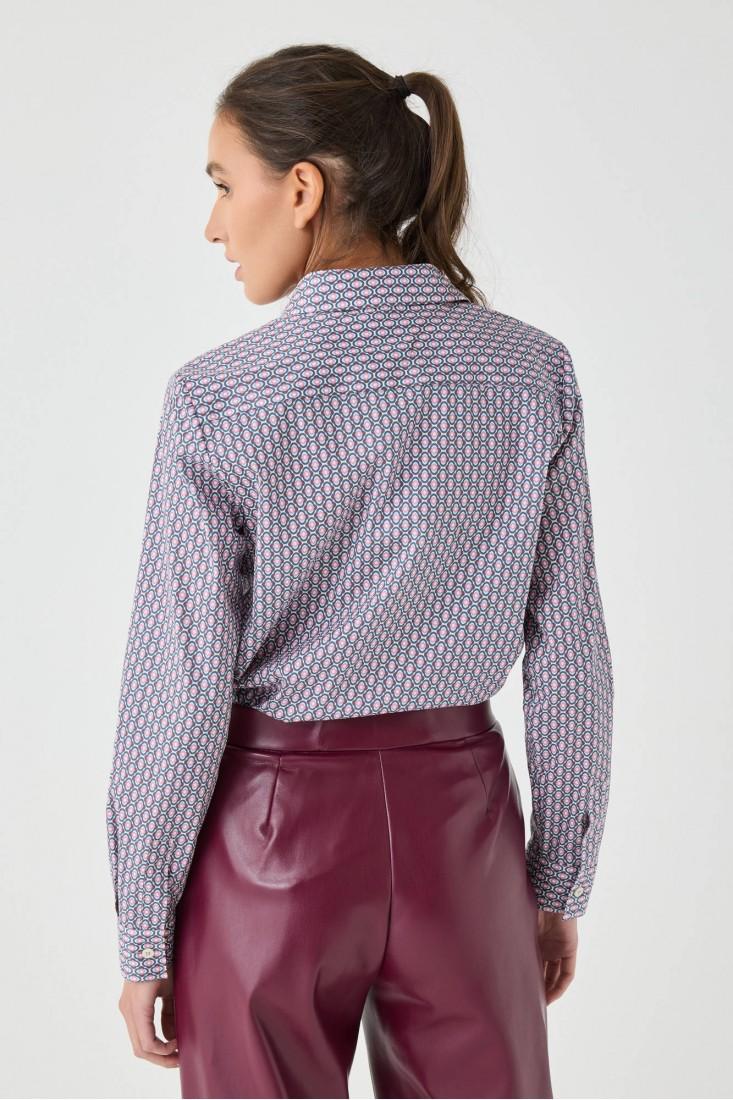 Zanetti 1965 Camicia In Cotone Stretch Geometrico