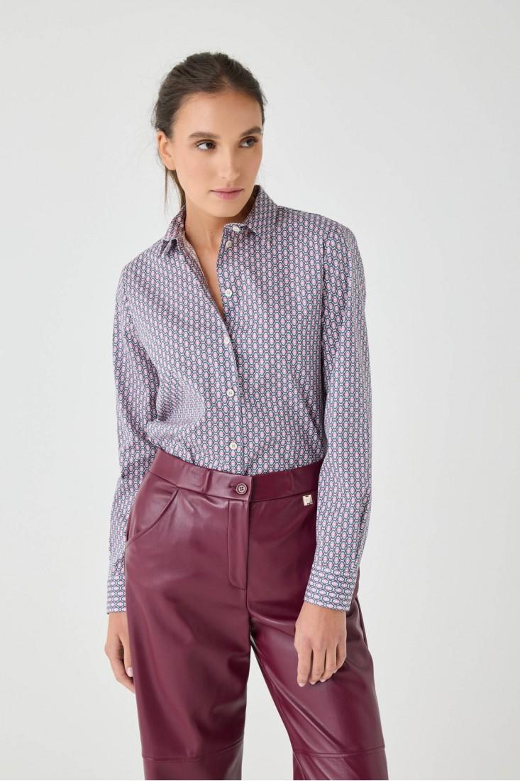 Zanetti 1965 Camicia in cotone stretch geometrico