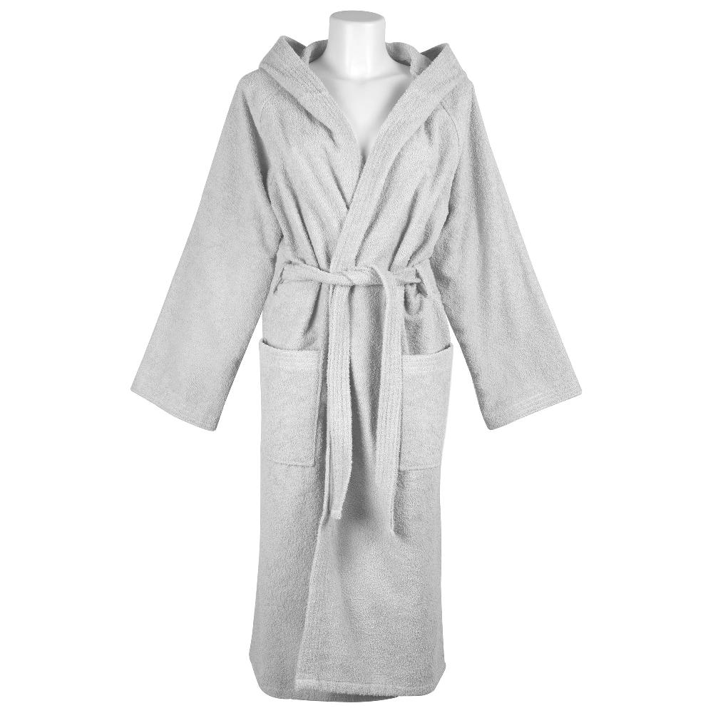 Zenoni & ColombiAccappatoio Essential con cappuccio in spugna di cotone Grigio