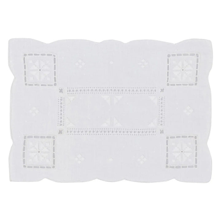 Zenoni & ColombiCentrino Ricamato A Mano In Lino Made In Italy Variante Punto Antico Italiano (2 Pezzi)