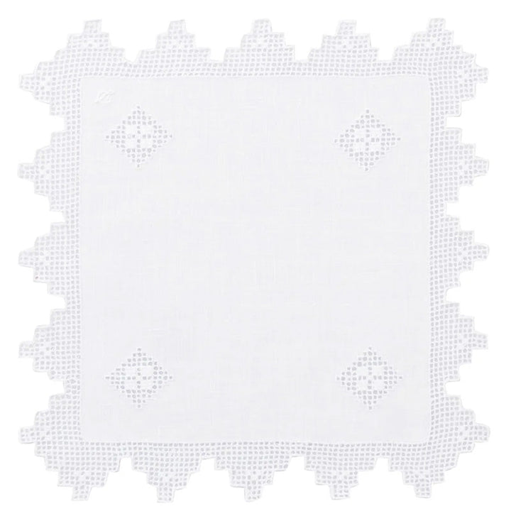 Zenoni & ColombiCentrino Ricamato A Mano In Puro Lino Made In Italy Variante Etruria (2 Pezzi)