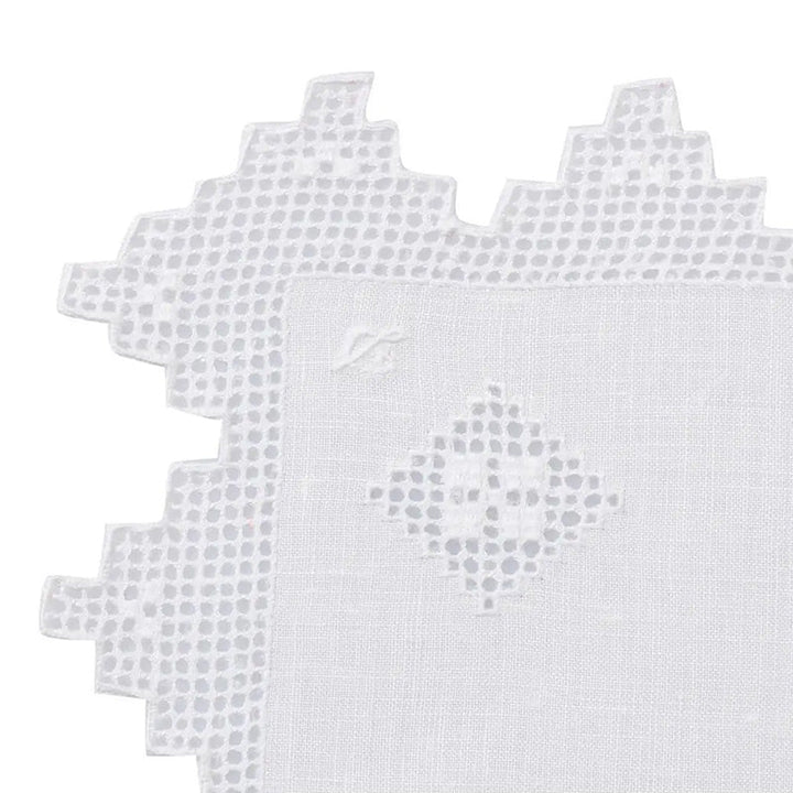 Zenoni & ColombiCentrino Ricamato A Mano In Puro Lino Made In Italy Variante Etruria (2 Pezzi)