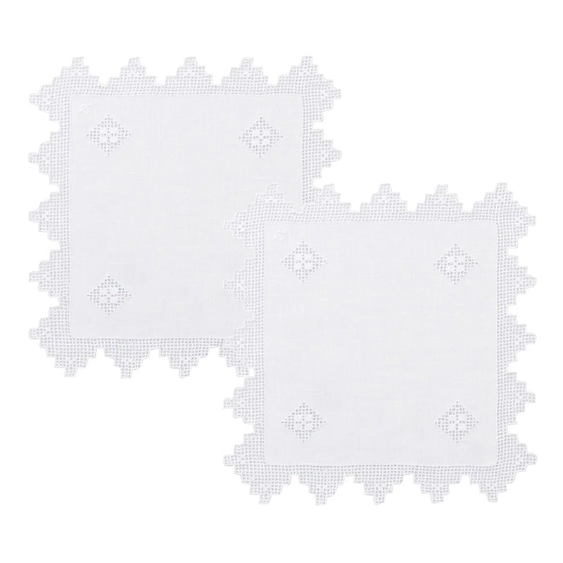 Zenoni & ColombiCentrino ricamato a mano in puro Lino Made in Italy variante Etruria (2 pezzi)