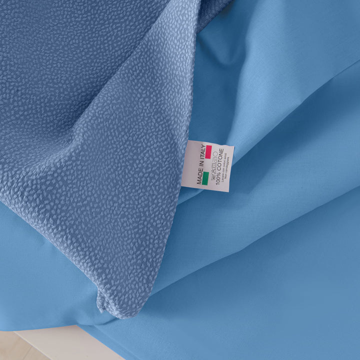 Zenoni & ColombiCompleto Copriletto Con Federe In Cotone Jacquard Keppler Celeste