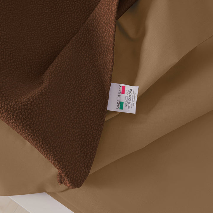 Zenoni & ColombiCompleto Copriletto Con Federe In Cotone Jacquard Keppler Nocciola