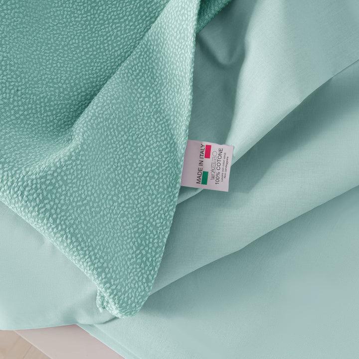Zenoni & ColombiCompleto Copriletto Con Federe In Cotone Jacquard Keppler Verde Acqua