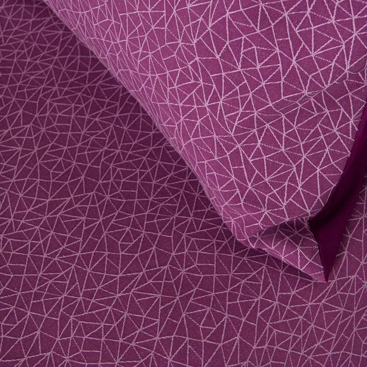 Zenoni & ColombiCompleto Copriletto Con Federe In Cotone Jacquard Triangolo Malva